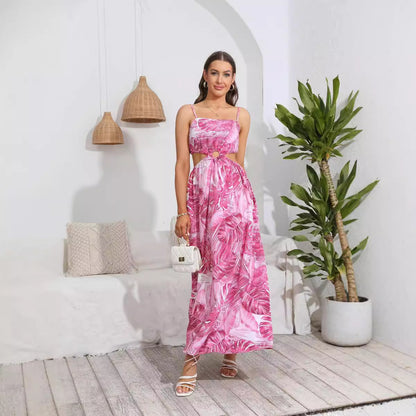 Women Bohemian Printed Maxi Dress Sexy Sling Dress