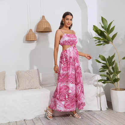 Women Bohemian Printed Maxi Dress Sexy Sling Dress