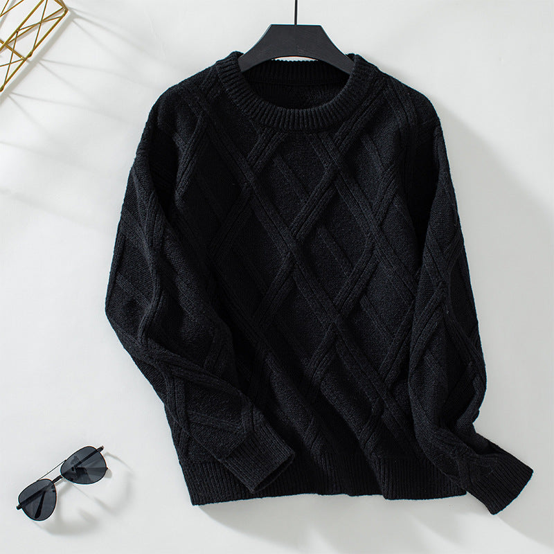 Autumn Winter Diamond Pullover Women Loose Round Neck Knitted Women Top